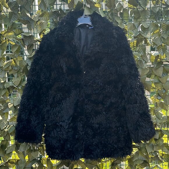 H&M Divided, Faux Fur Black Jacket, Size Small - Picture 1 of 5